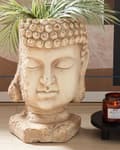 Miniatyrbilde 2 av 8: Blomsterpotte Beige Utendørs Innendørs Plantepotte Buddha-hode Retro stil