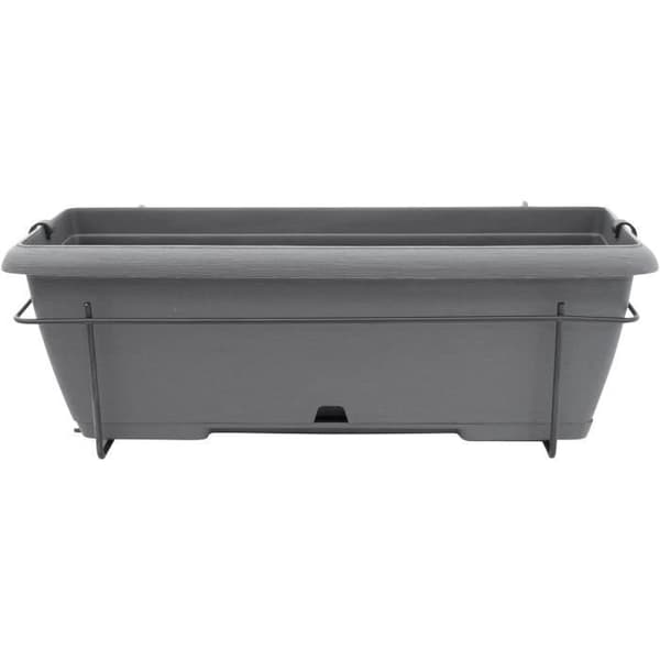 Planteringssats med metallstöd och integrerad bricka - GARDEN ID Teramo - Svart anth 50 cm - Steneffekt - Återvunnen/återvinningsbar