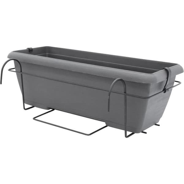 Planteringssats med metallstöd och integrerad bricka - GARDEN ID Teramo - Svart anth 50 cm - Steneffekt - Återvunnen/återvinningsbar