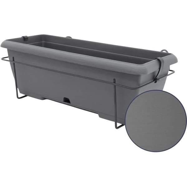 Planteringssats med metallstöd och integrerad bricka - GARDEN ID Teramo - Svart anth 50 cm - Steneffekt - Återvunnen/återvinningsbar