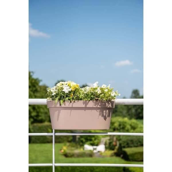 Jardiniere+krok - GARDEN ID Star - Taupe 50 x 21 cm - Enkel att fästa - Vattenreserv - återvunnen och 100 % återvinningsbar