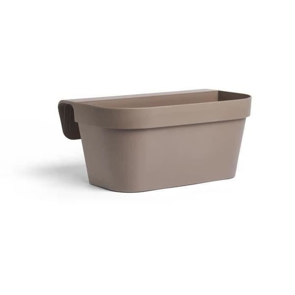 Jardiniere+krok - GARDEN ID Star - Taupe 50 x 21 cm - Enkel att fästa - Vattenreserv - återvunnen och 100 % återvinningsbar