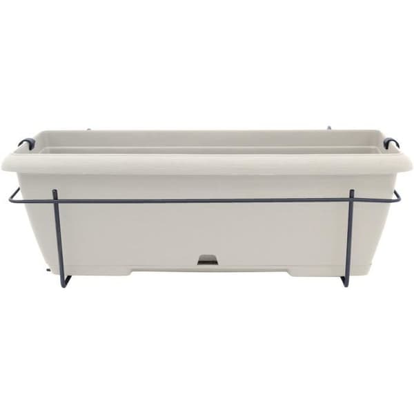 Planteringssats med metallstöd och integrerad bricka - GARDEN ID Teramo - Vit 50 cm - Steneffekt - Återvunnen/återvinningsbar