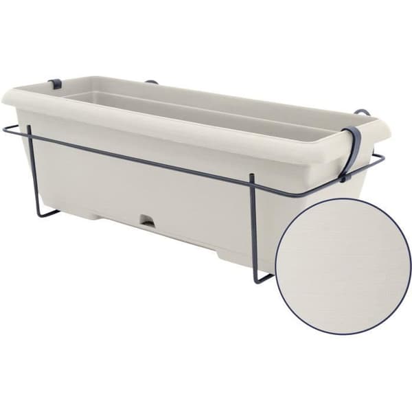 Planteringssats med metallstöd och integrerad bricka - GARDEN ID Teramo - Vit 50 cm - Steneffekt - Återvunnen/återvinningsbar