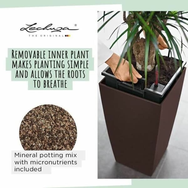 Urtepotte Lechuza 40 x 40 x 76 cm Sort polypropylen Plastik Rektangulær
