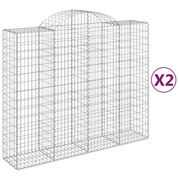 Gabioner bågformade 2 st 200x50x160/180 cm galvaniserat järn
