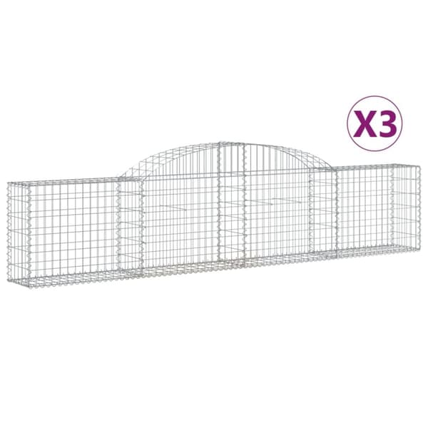 Gabioner bågformade 3 st 300x30x60/80 cm galvaniserat järn