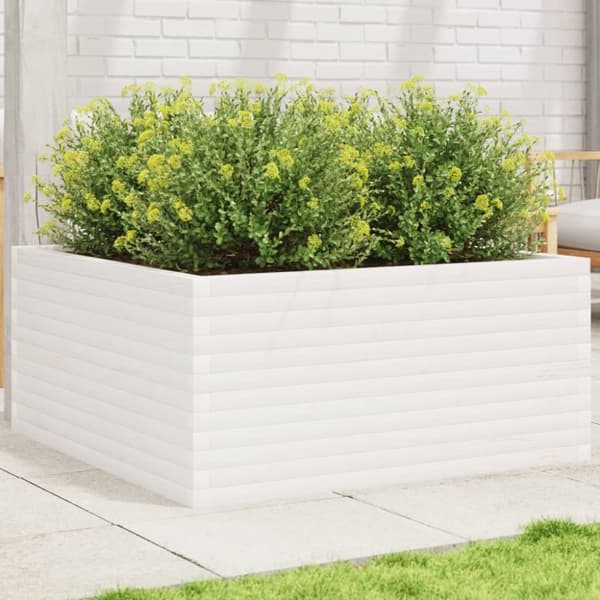 Odlingslåda vit 100x100x46 cm massiv furu