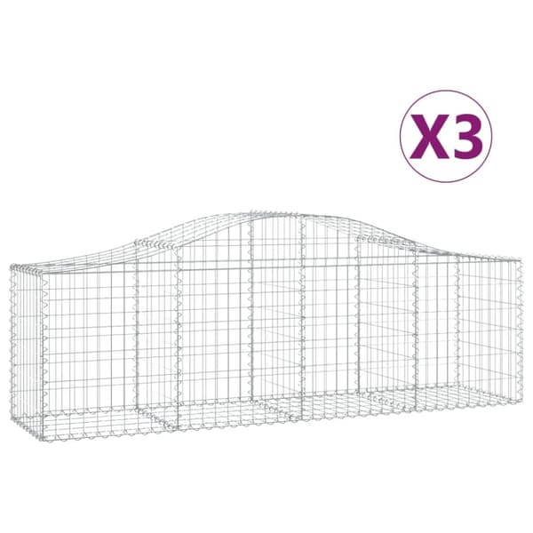 Gabioner bågformade 3 st 200x50x60/80 cm galvaniserat järn