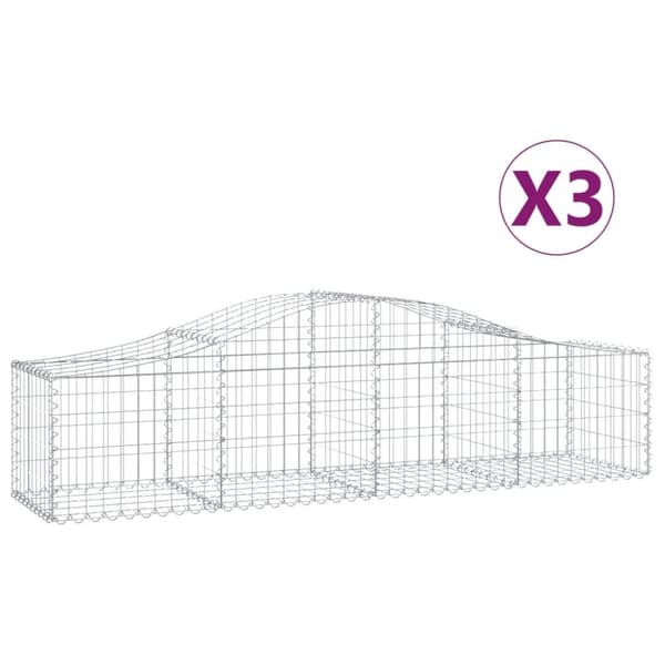 Gabioner bågformade 3 st 200x50x40/60 cm galvaniserat järn
