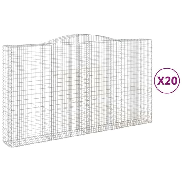 Gabioner bågformade 20 st 400x50x220/240 cm galvaniserat järn