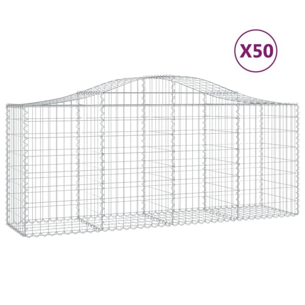 Gabioner bågformade 50 st 200x50x80/100 cm galvaniserat järn
