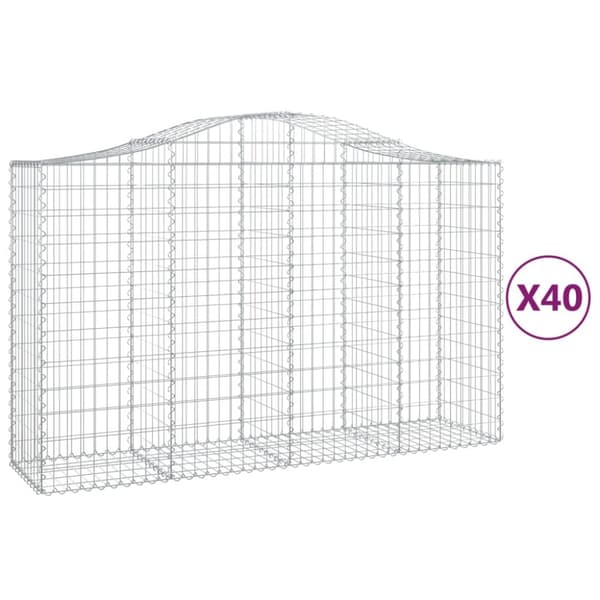 Gabioner bågformade 40 st 200x50x120/140 cm galvaniserat järn