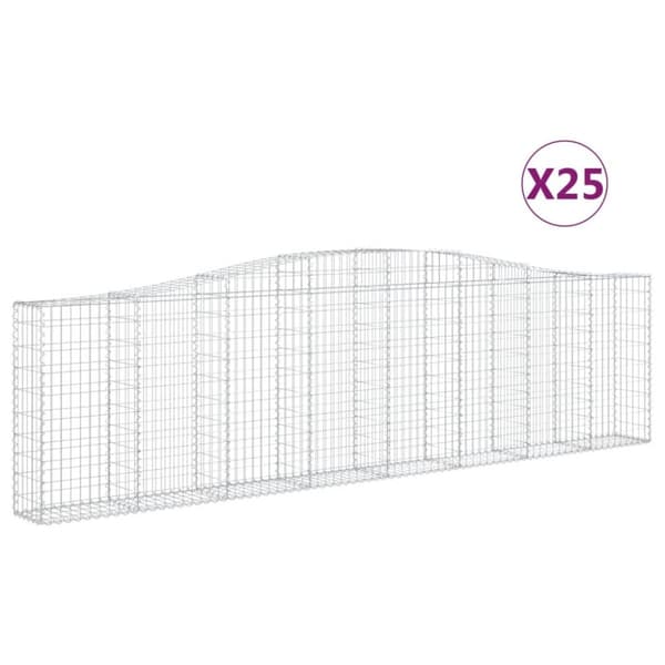 Gabioner bågformade 25 st 400x30x100/120 cm galvaniserat järn