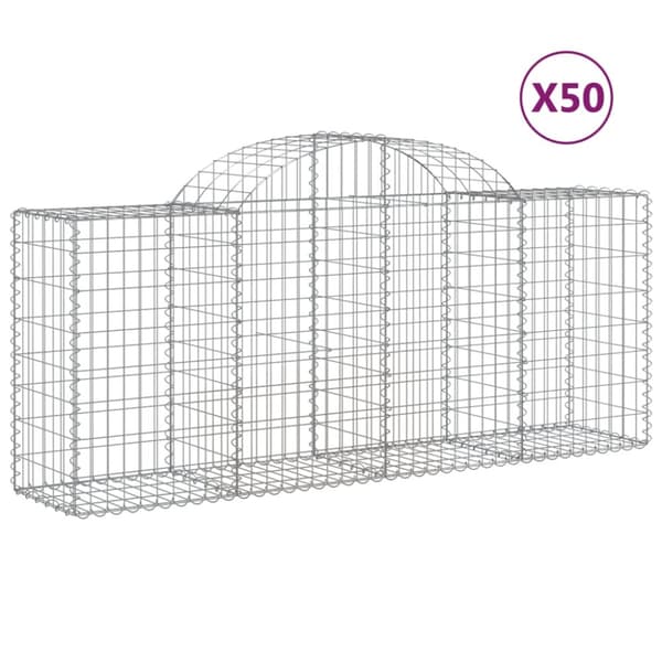 Gabioner bågformade 50 st 200x50x80/100 cm galvaniserat järn