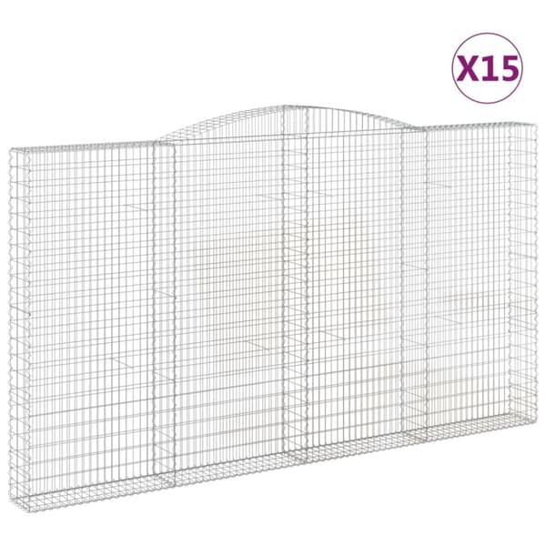 Gabioner bågformade 15 st 400x30x220/240 cm galvaniserat järn