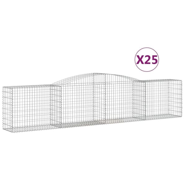 Gabioner bågformade 25 st 400x50x80/100 cm galvaniserat järn