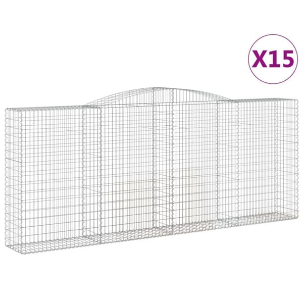 Gabion bågformad 15 st 400x50x160/180 cm galvaniserat järn