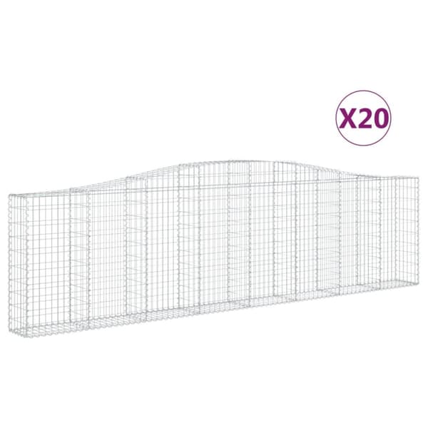 Gabioner bågformade 20 st 400x30x100/120 cm galvaniserat järn