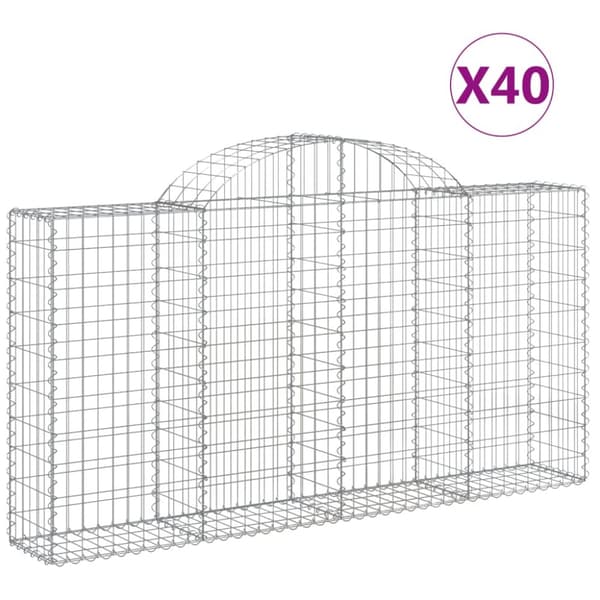 Gabioner bågformade 40 st 200x30x100/120 cm galvaniserat järn