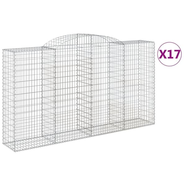 Gabioner bågformade 17 st 300x50x160/180 cm galvaniserat järn