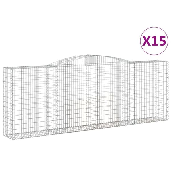 Gabioner bågformade 15 st 400x50x140/160 cm galvaniserat järn