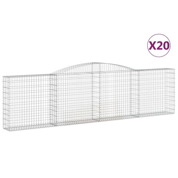 Gabioner bågformade 20 st 400x30x100/120 cm galvaniserat järn