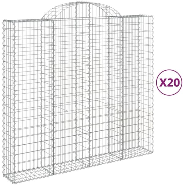 Gabioner bågformade 20 st 200x50x180/200 cm galvaniserat järn