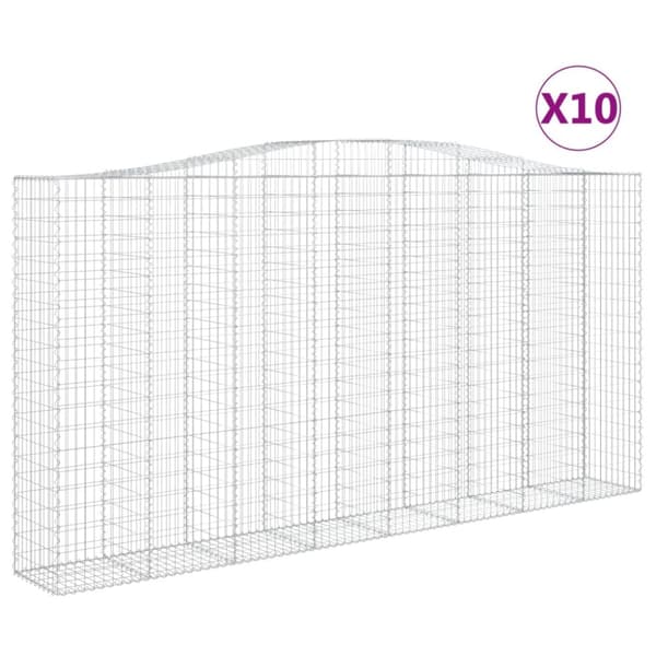 Gabioner bågformade 10 st 400x50x200/220 cm galvaniserat järn