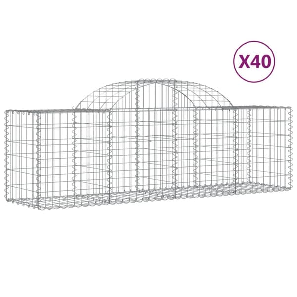 Gabioner bågformade 40 st 200x50x60/80 cm galvaniserat järn