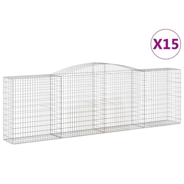 Gabioner bågformade 15 st 400x50x120/140 cm galvaniserat järn