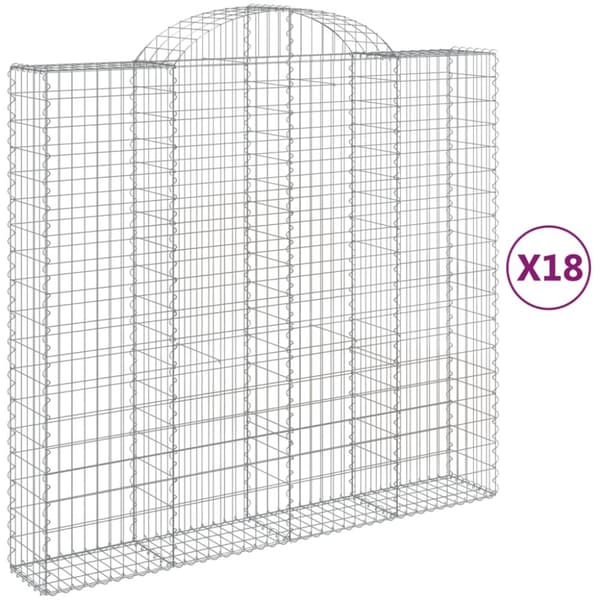 Gabioner bågformade 18 st 200x50x180/200 cm galvaniserat järn
