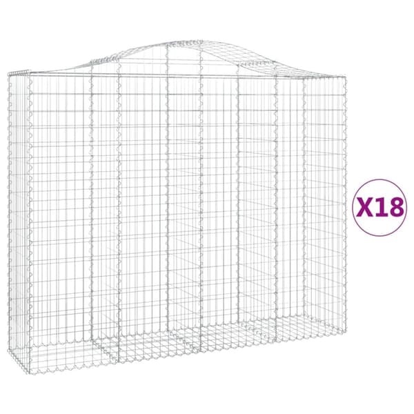Gabioner bågformade 18 st 200x50x160/180 cm galvaniserat järn
