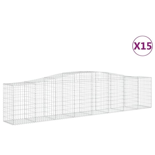 Gabioner bågformade 15 st 400x50x80/100 cm galvaniserat järn