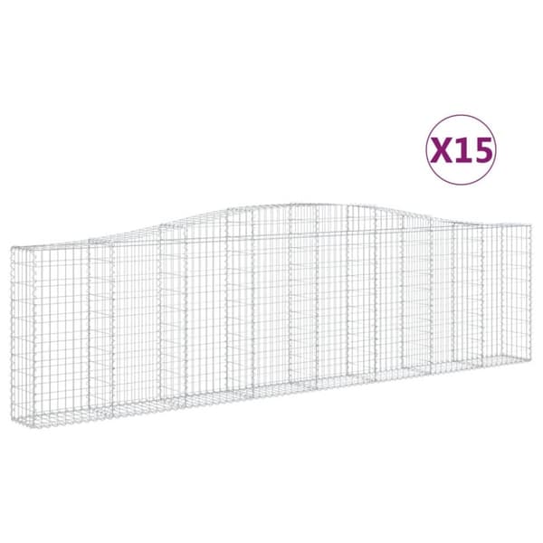 Gabioner bågformade 15 st 400x30x100/120 cm galvaniserat järn