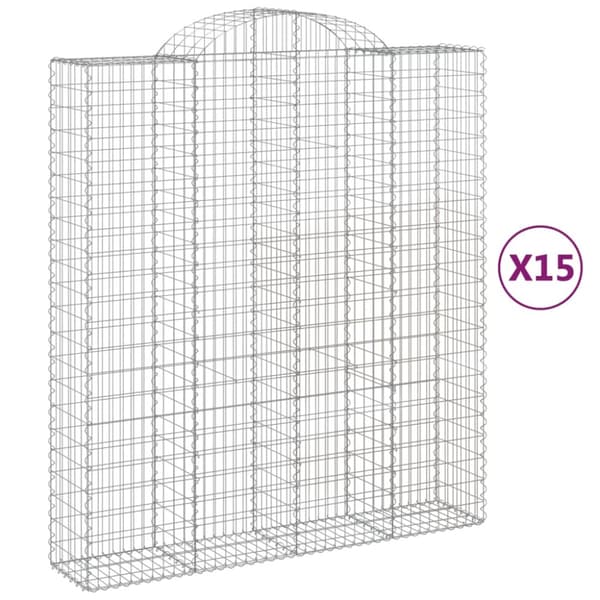 Gabioner bågformade 15 st 200x50x220/240 cm galvaniserat järn