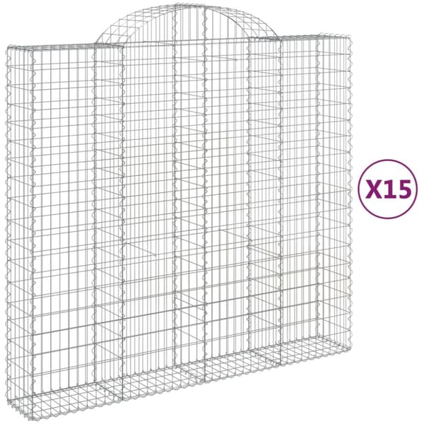Gabioner bågformade 15 st 200x50x180/200 cm galvaniserat järn