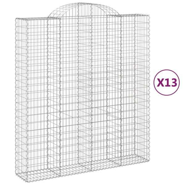 Gabioner bågformade 13 st 200x50x220/240 cm galvaniserat järn