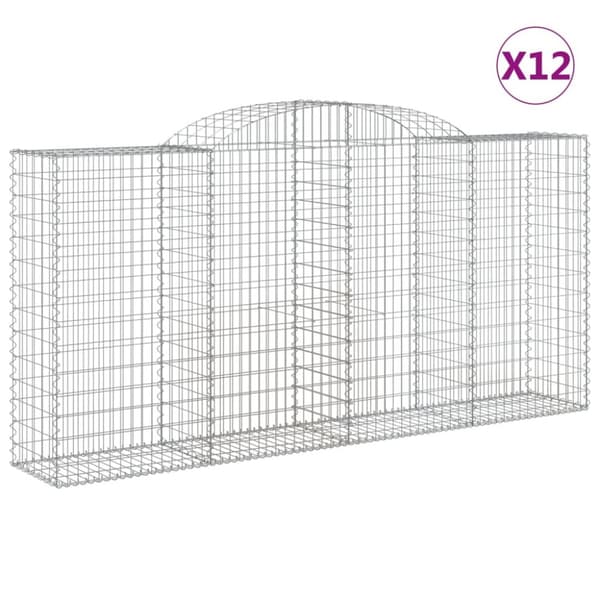 Gabioner bågformade 12 st 300x50x140/160 cm galvaniserat järn