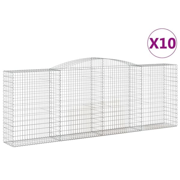 Gabioner bågformade 10 st 400x50x140/160 cm galvaniserat järn