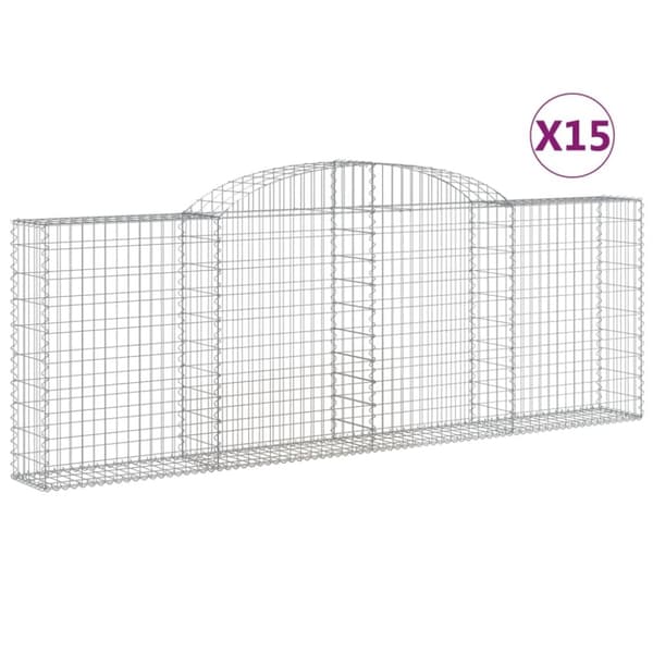 Gabioner bågformade 15 st 300x30x100/120 cm galvaniserat järn
