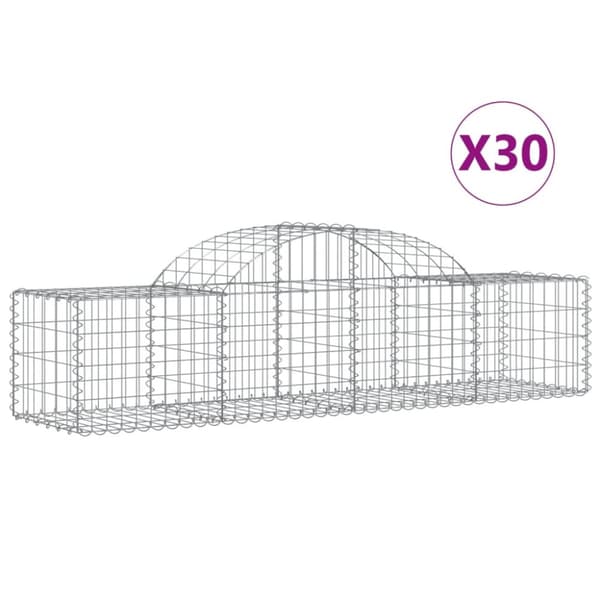 Gabioner bågformade 30 st 200x50x40/60 cm galvaniserat järn