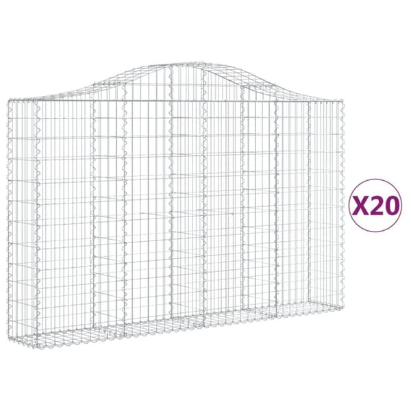 Gabioner bågformade 20 st 200x30x120/140 cm galvaniserat järn