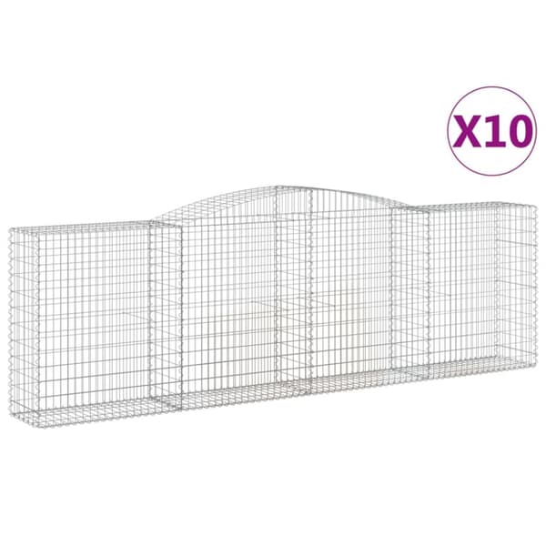 Gabioner bågformade 10 st 400x50x120/140 cm galvaniserat järn