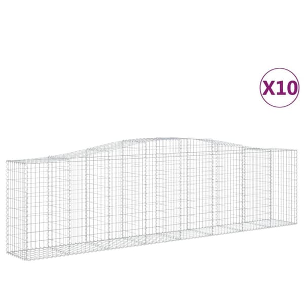 Gabioner bågformade 10 st 400x50x100/120 cm galvaniserat järn