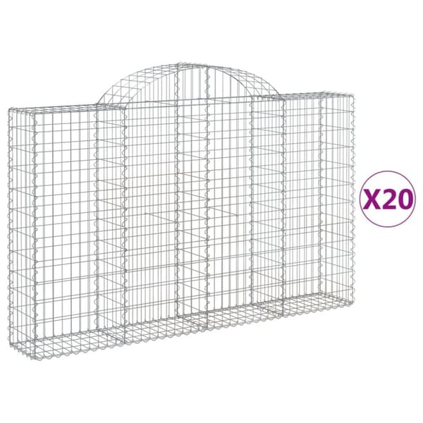 Gabioner bågformade 20 st 200x30x120/140 cm galvaniserat järn