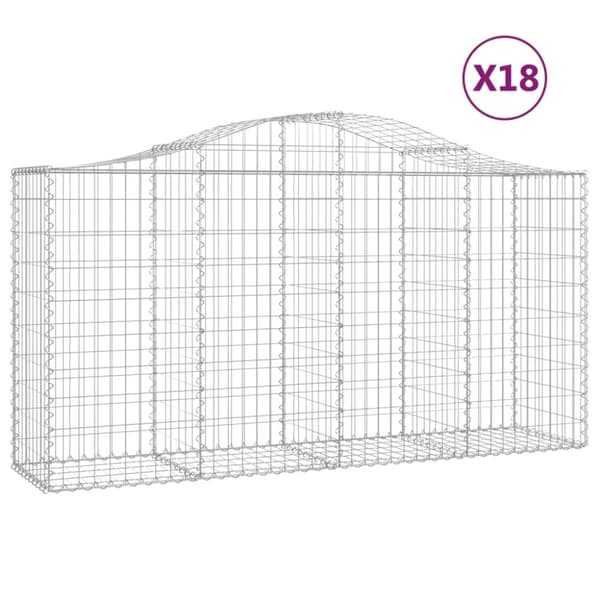Gabioner bågformade 18 st 200x50x100/120 cm galvaniserat järn