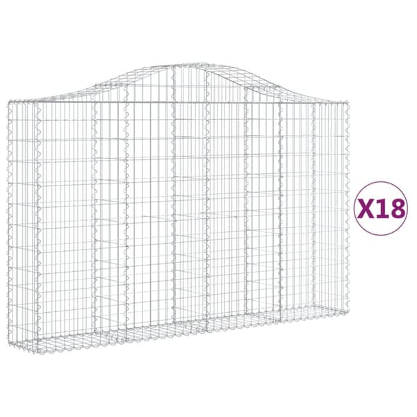 Gabioner bågformade 18 st 200x30x120/140 cm galvaniserat järn