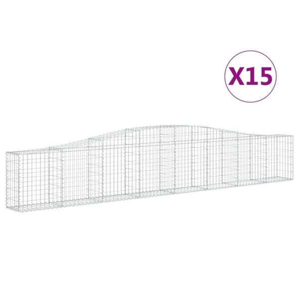 Gabioner bågformade 15 st 400x30x60/80 cm galvaniserat järn