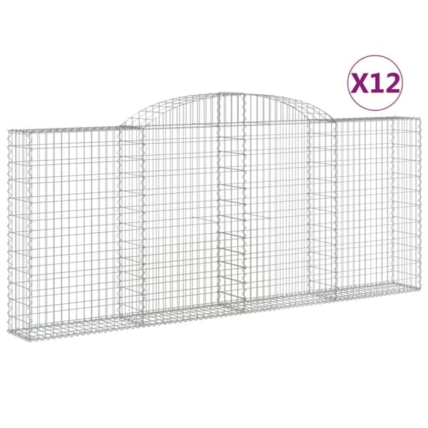 Gabioner bågformade 12 st 300x30x120/140 cm galvaniserat järn